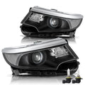 For 2011 2012 2013 2014 Ford Edge Black Headlight Headlamp Pair W/Bulbs