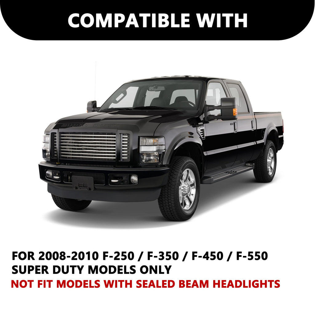 FOR 08-10 FORD F250 F350 SUPER DUTY BLACK HOUSING CLEAR CORNER HEADLIGHT LAMPS