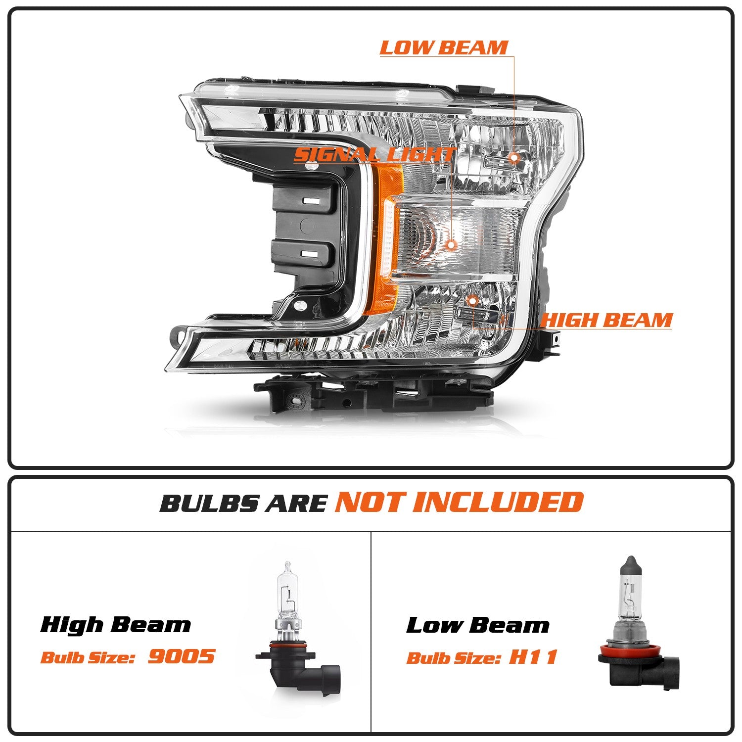 1 Pair Driver+Passenger Chrome Headlights Assembly For Ford F150 2018-2020