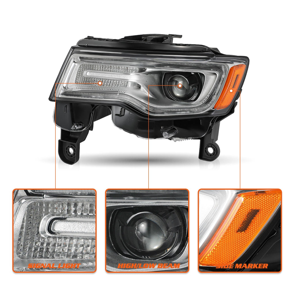 HID Xenon Headlight Assembly For 2017-2021 Jeep Grand Cherokee Driver Left