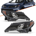 For 2013 2014 2015 Toyota RAV4 RAV-4 Black Headlight Assembly Pair Set