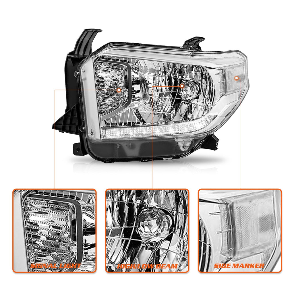 For 2014-2021 Toyota Tundra LED DRL Headlights Assembly Left&Right Pair Headlamp