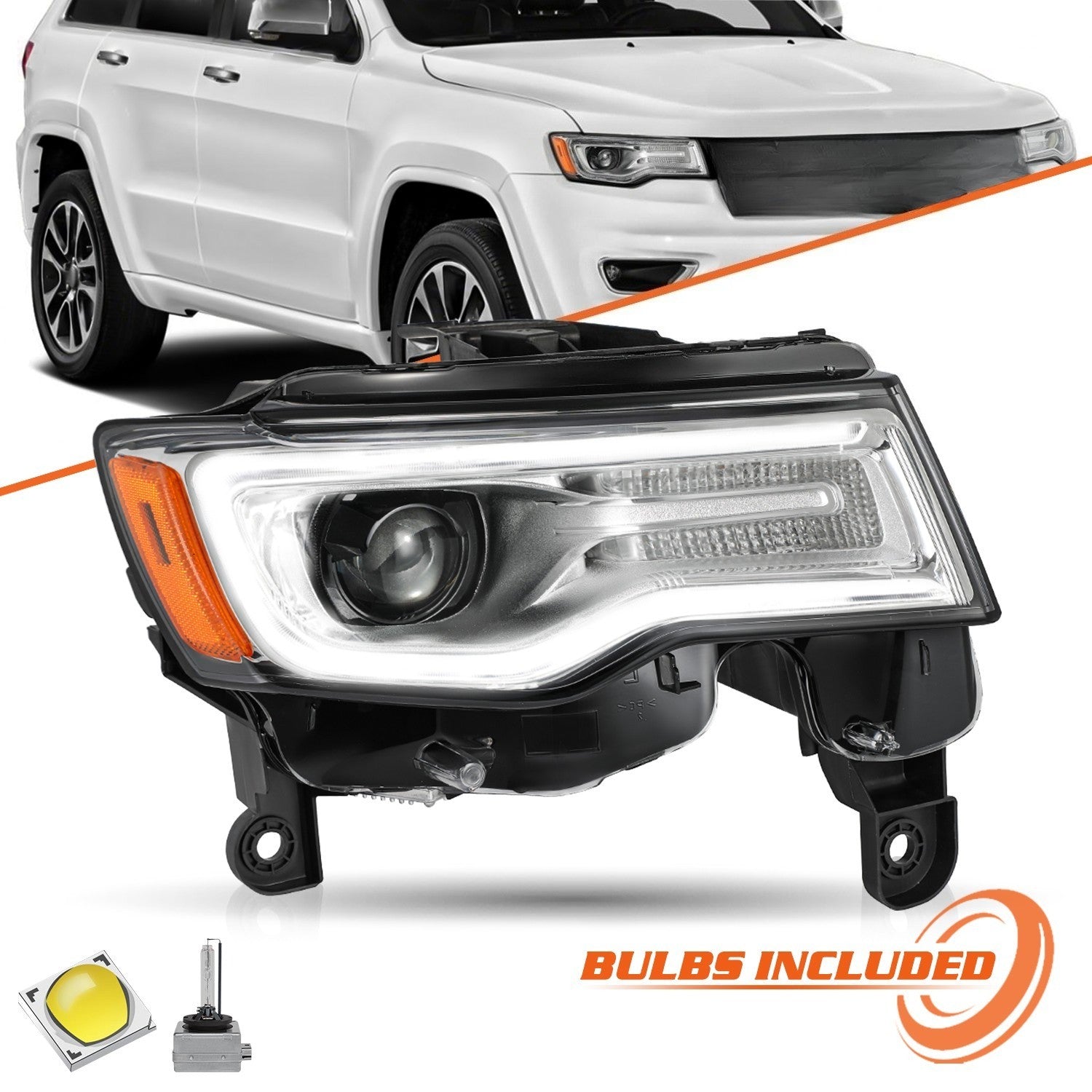 HID Xenon Headlight Assembly For 2017-2021 Jeep Grand Cherokee Passenger Right