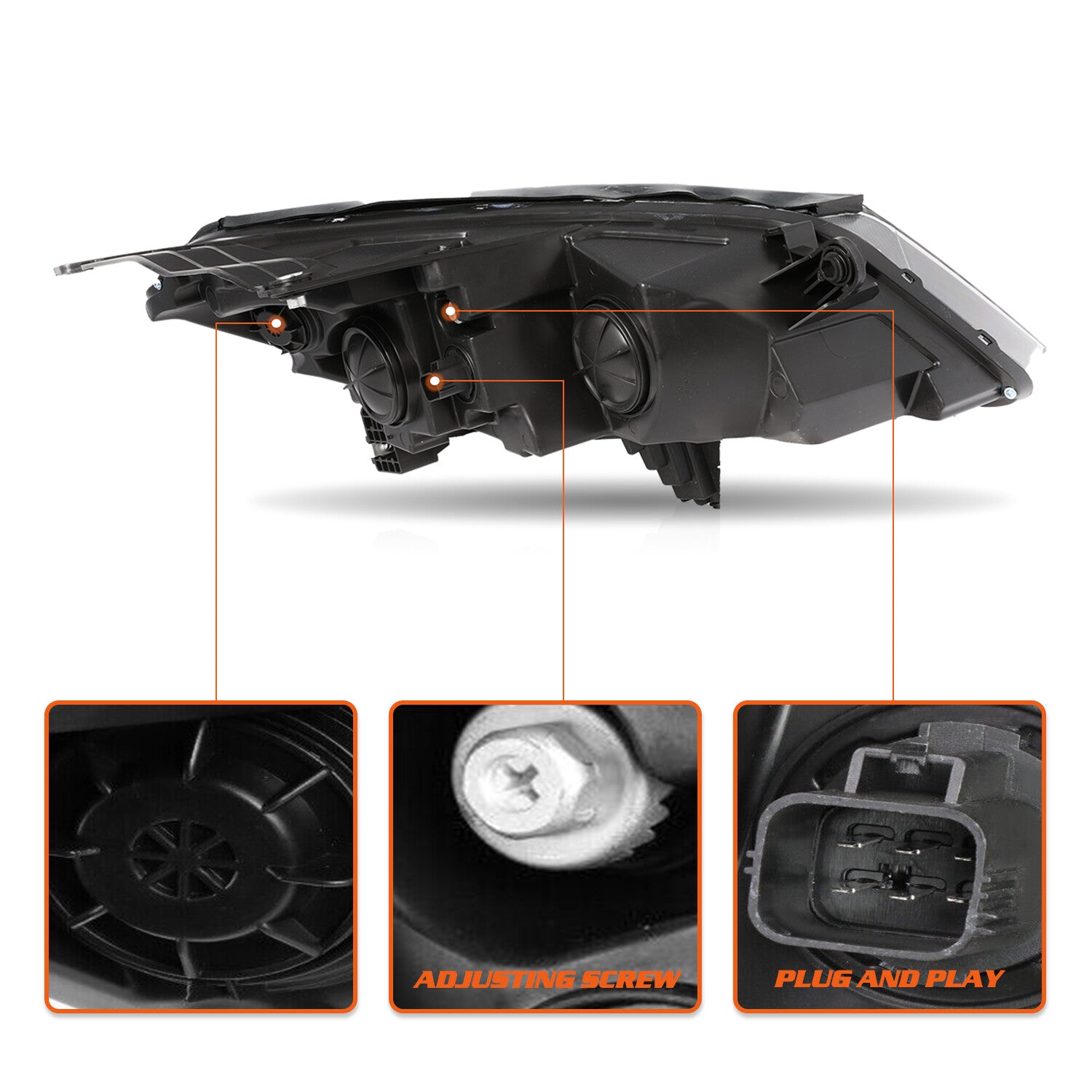 Black Headlights For 2013-2017 Chevy Traverse Headlamps Driver & Passenger Side