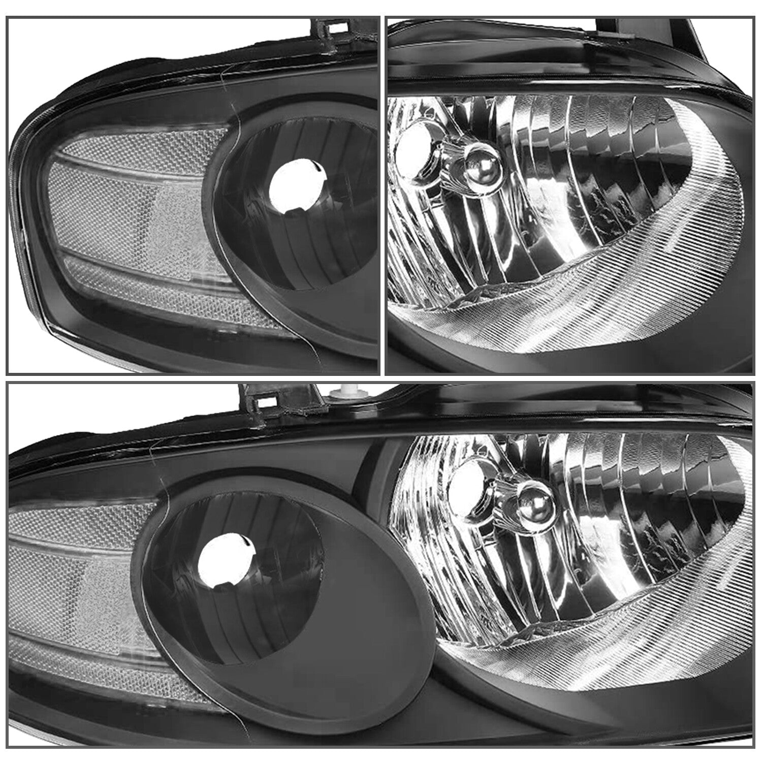 For 2004 2005 2006 Nissan Sentra SE-R Black Headlights Clear Corner Lamps Pair