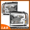 Fit For 2005-2007 Ford F250 F350 F450 F550 Super Duty LED DRL Headlights Lamps