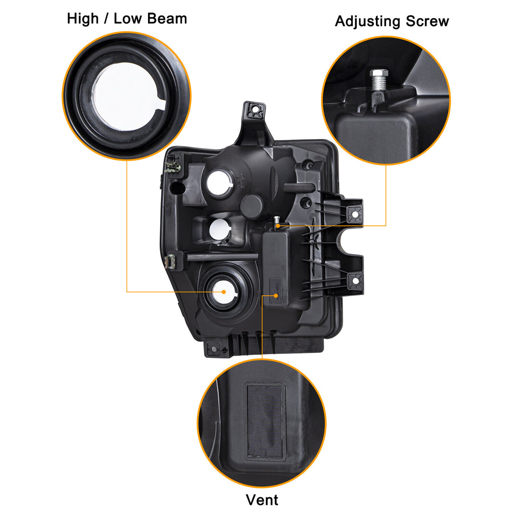 For 2008-2010 Ford F250 F350 F450 F550 Super Duty Smoke Headlights lamps Set