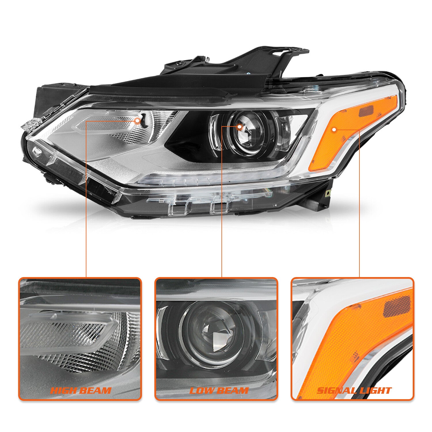 for 2018-2021 Chevy Traverse Chrome HID/Xenon Headlights Left Side w/ B Ballast