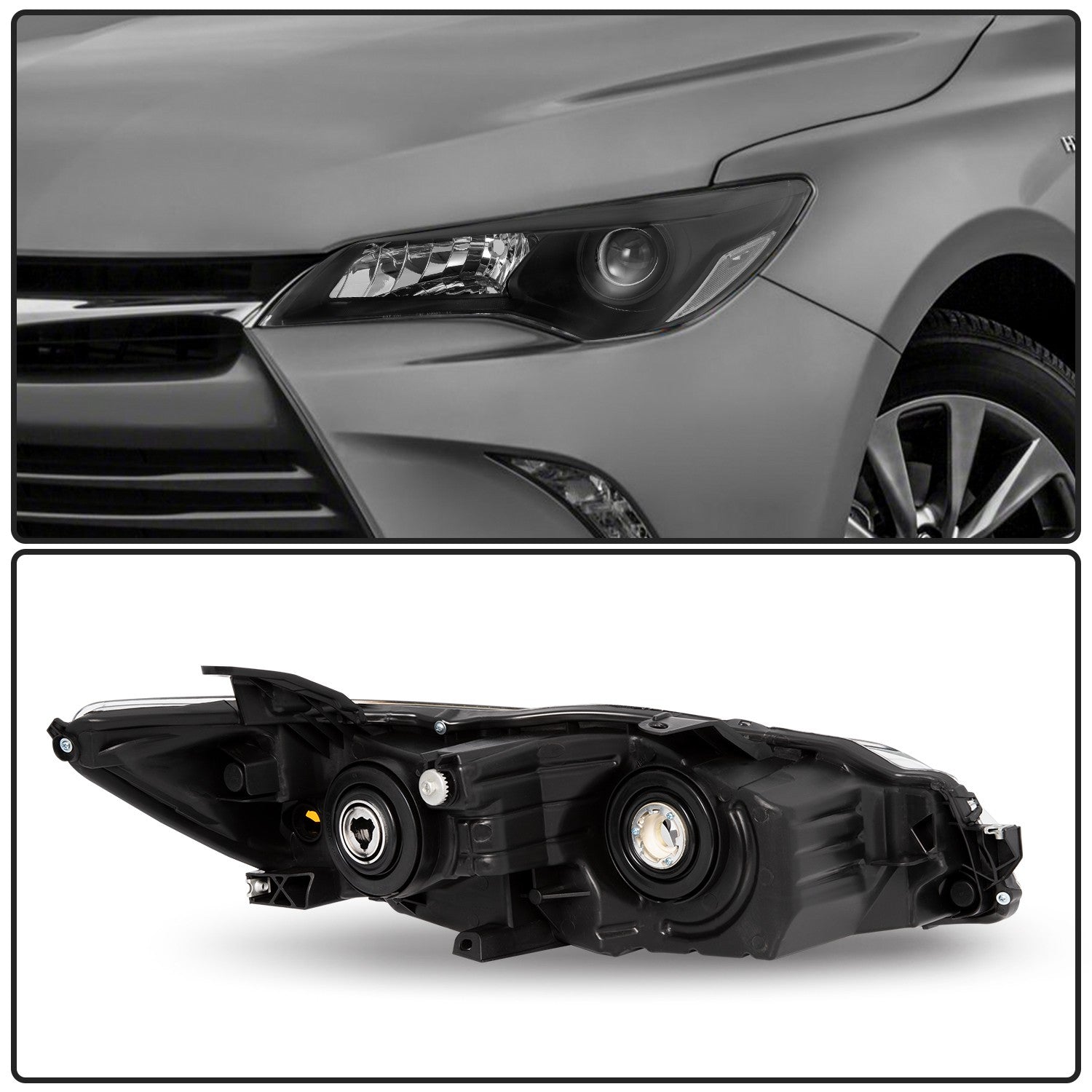 Headlights For 2015 2016 2017 Toyota Camry LE SE Black Left+Right Halogen Lamp