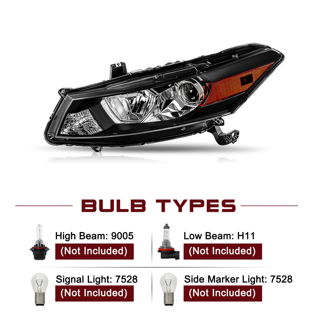 For 2008-2012 Honda Accord 2-Door 2Dr Coupe Left Driver Side Headlight