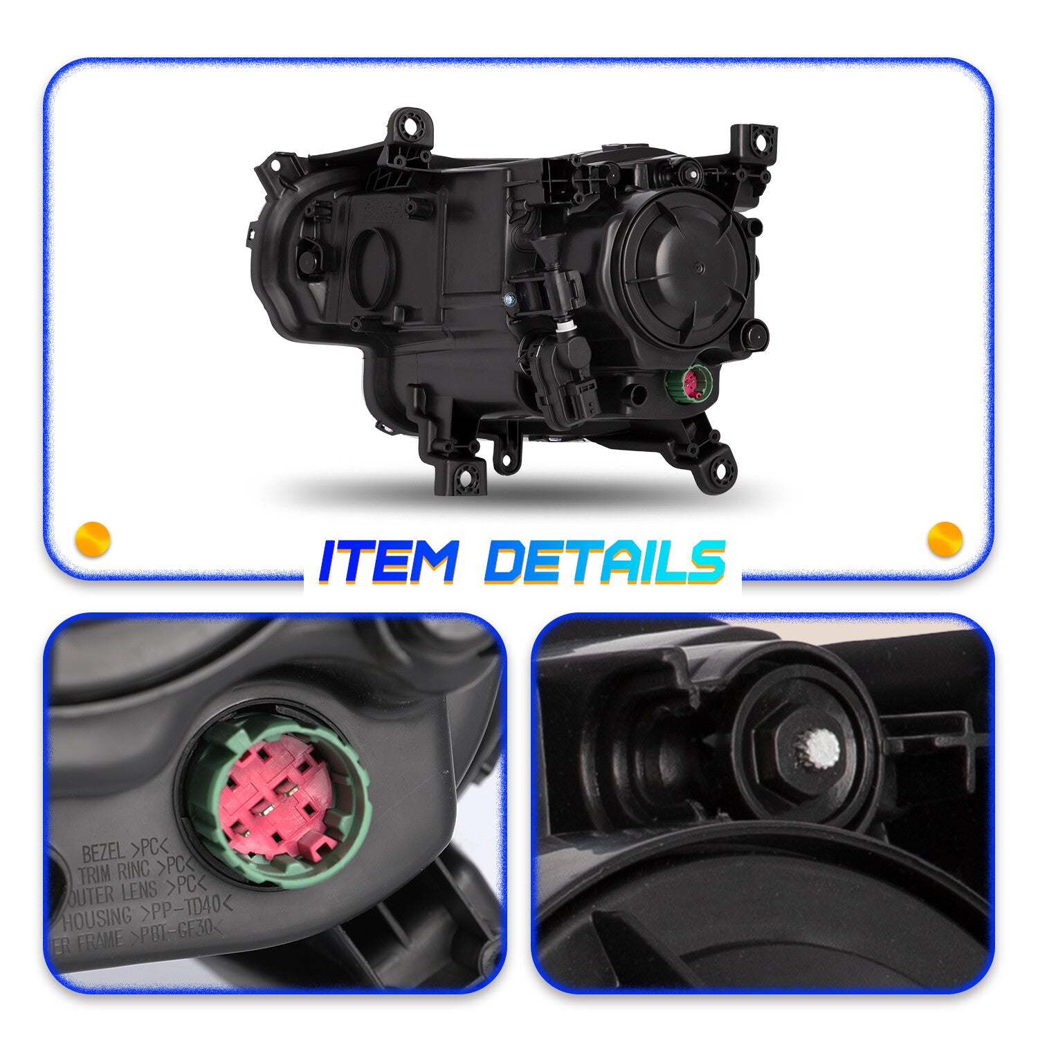 Fits 2014-2018 Jeep Cherokee Headlight Halogen Projector clear black LH+RH Lamp