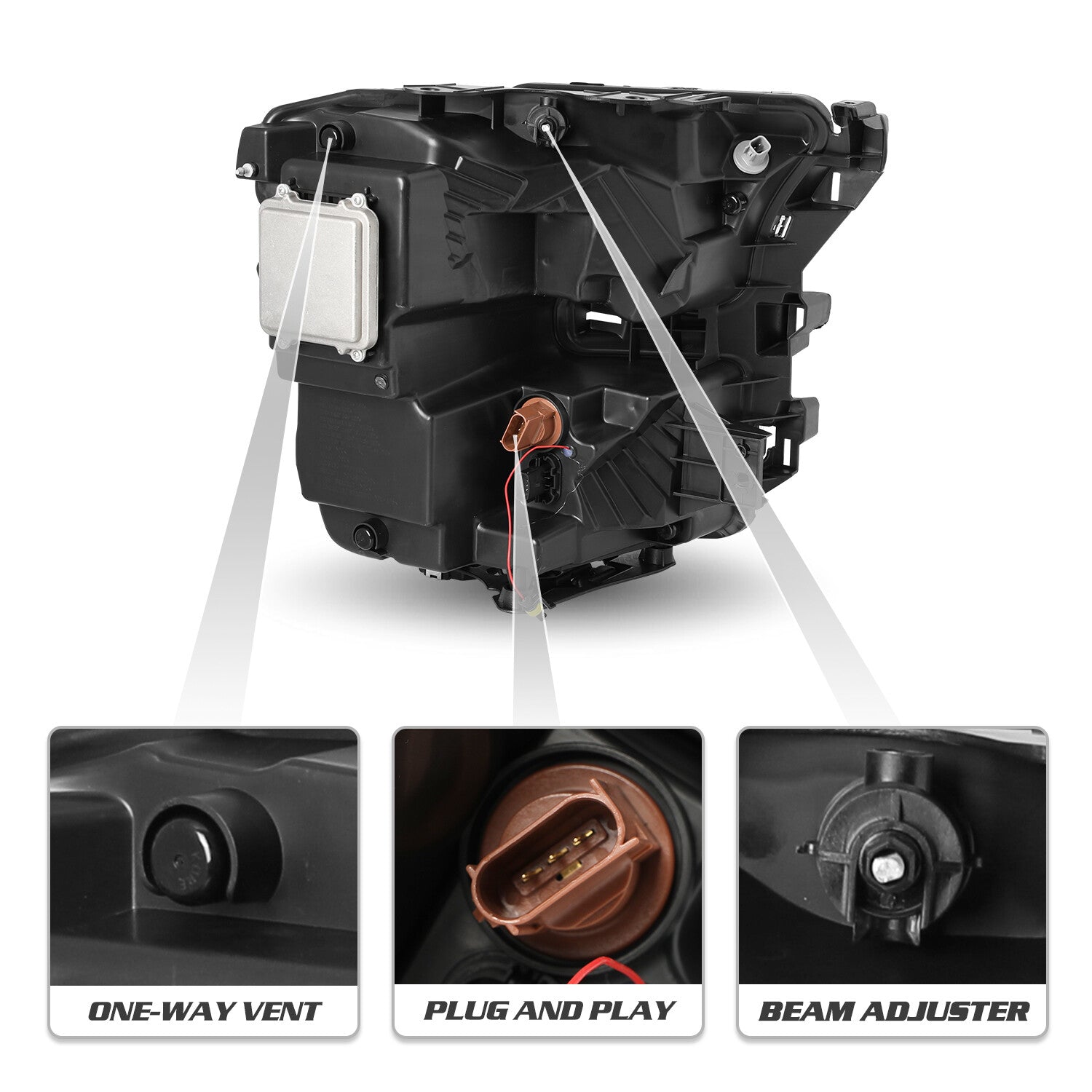 For 2015 2016 2017 Ford F-150 Full LED Projector Headlights Assembly Pair