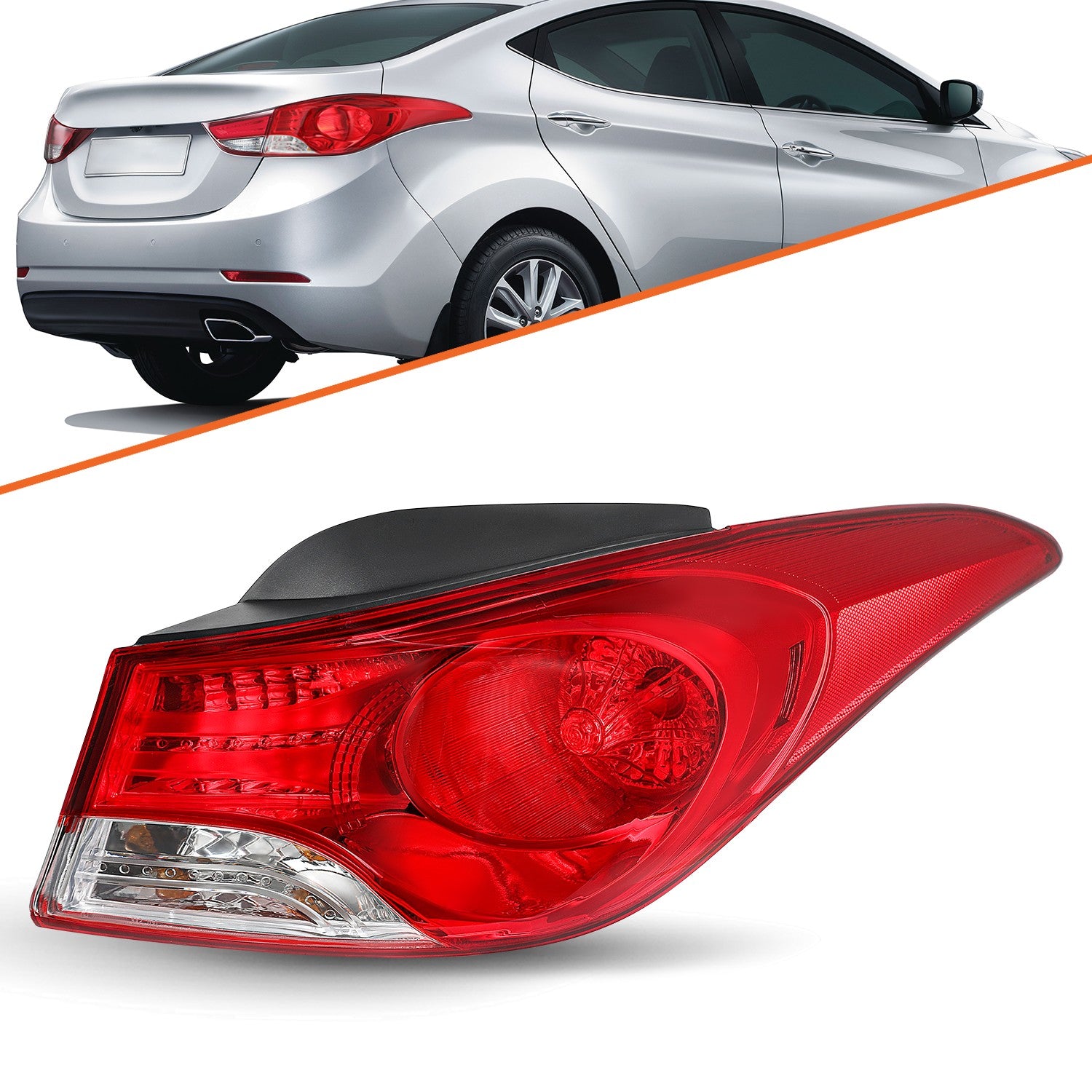 w/Bulb Passenger and Outer Side Tail Light for 2011-2013 Hyundai Elantra Right