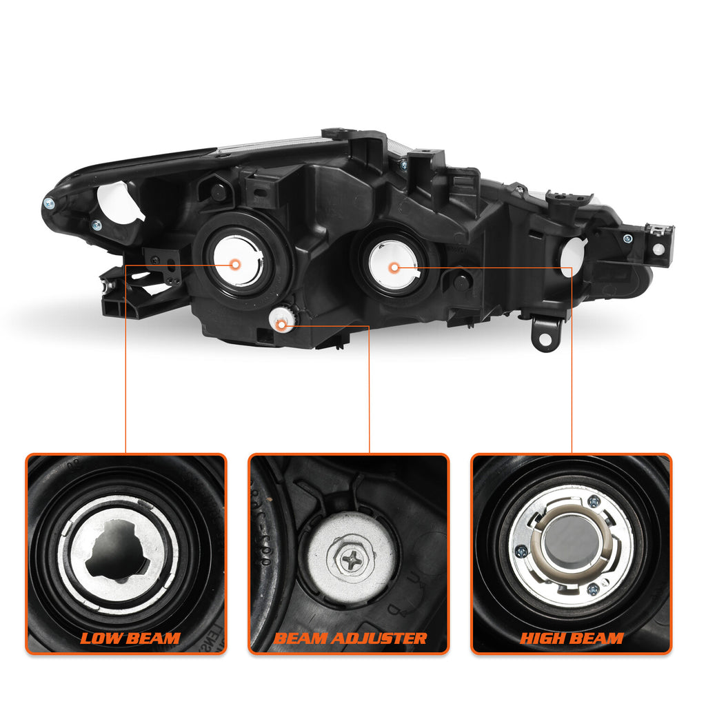 For 2009-2014 Nissan Murano 4Dr Halogen Black Headlights Assembly Headlamps Pair