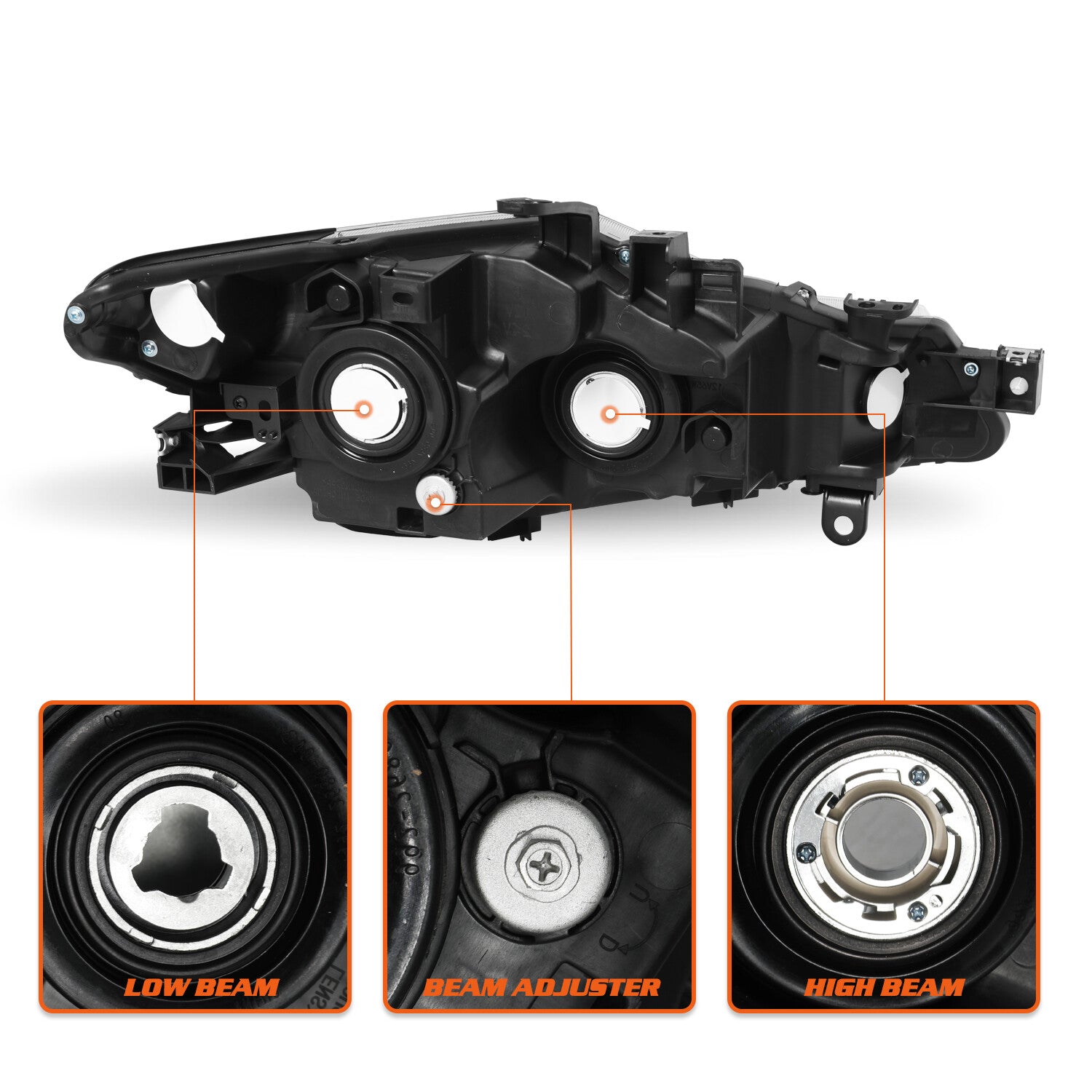 For 2009-2014 Nissan Murano 4Dr Halogen Black Headlights Assembly Headlamps Pair