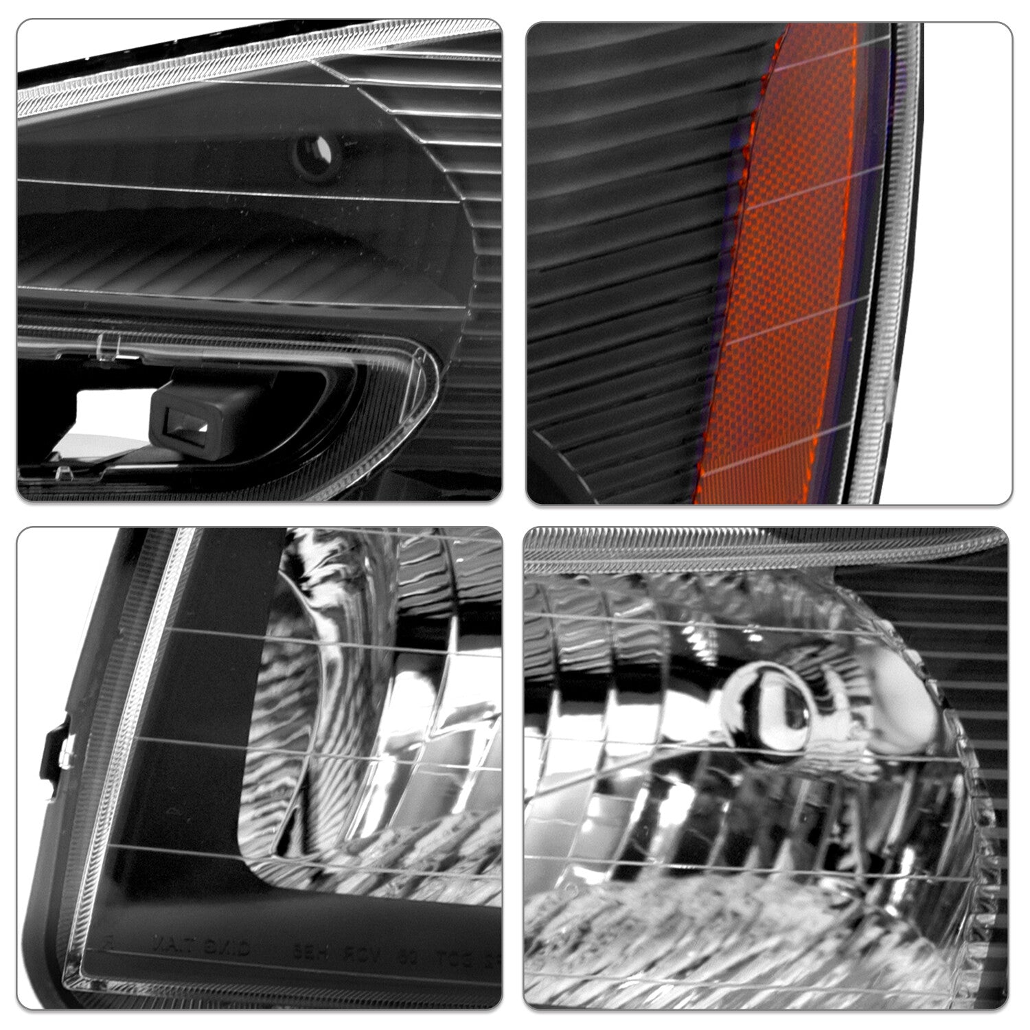 2Pcs For 2005-2009 Chevy Equinox Headlights Black Amber Corner Headlamp Pair