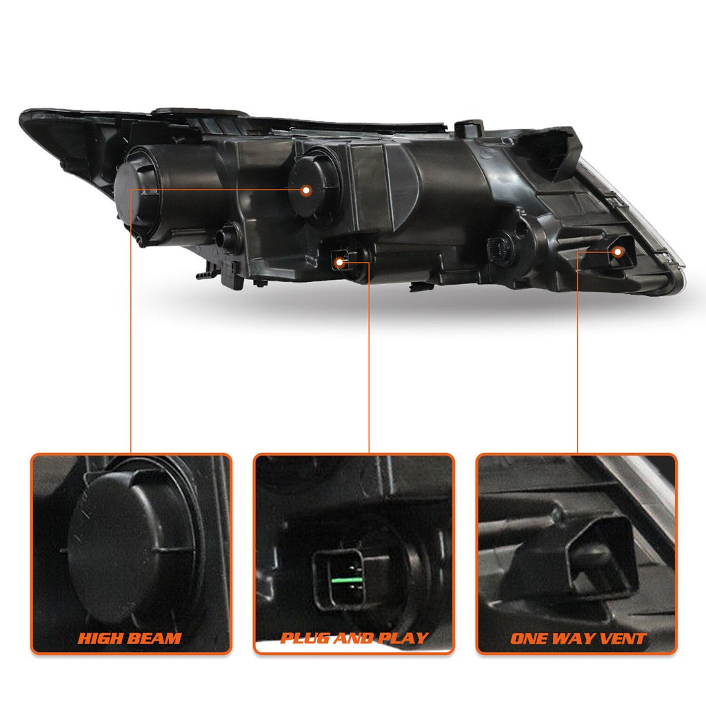 For 2011-2013 Kia Optima Halogen Black Clear Corner Headlights Assembly Pair