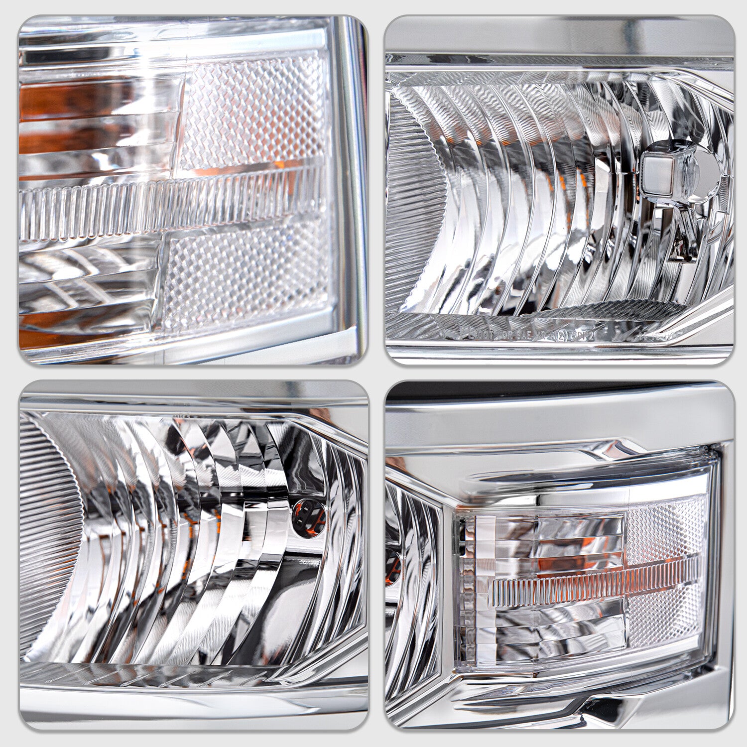 Pairs For 2014-2015 Chevy Silverado 1500 Chrome Headlights Headlamps Set w/Bulbs