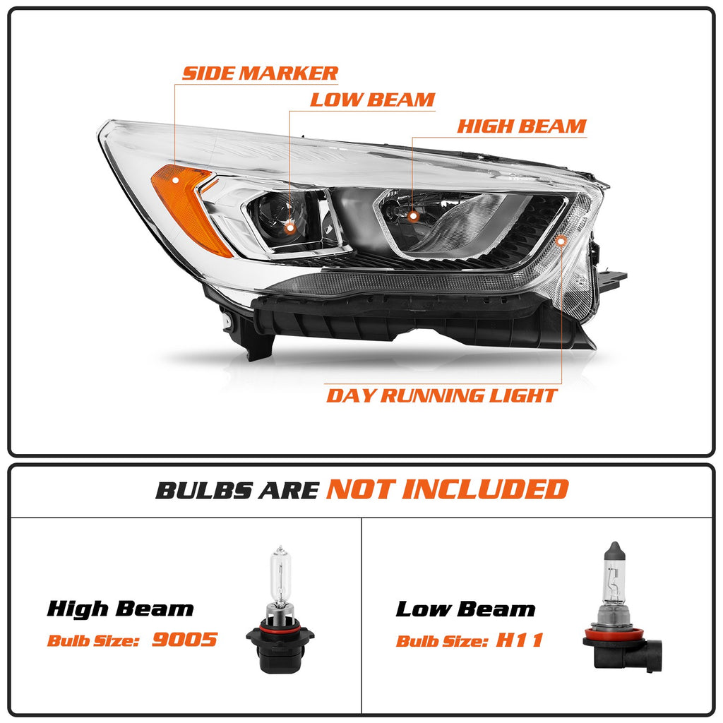 For 2017-2019 Ford Escape Right Passenger Halogen with LED DRL Headlight Lamp