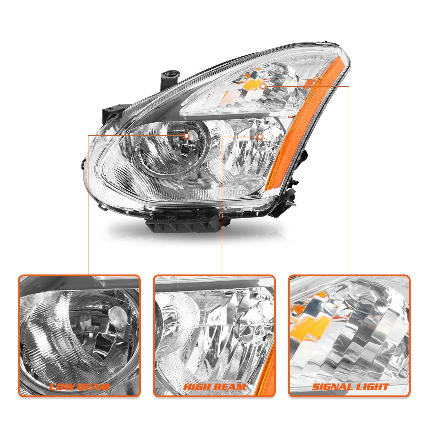 For 2008-2013 Nissan Rogue 2014-2015 Rogue Select Halogen Headlights Lamps Pair