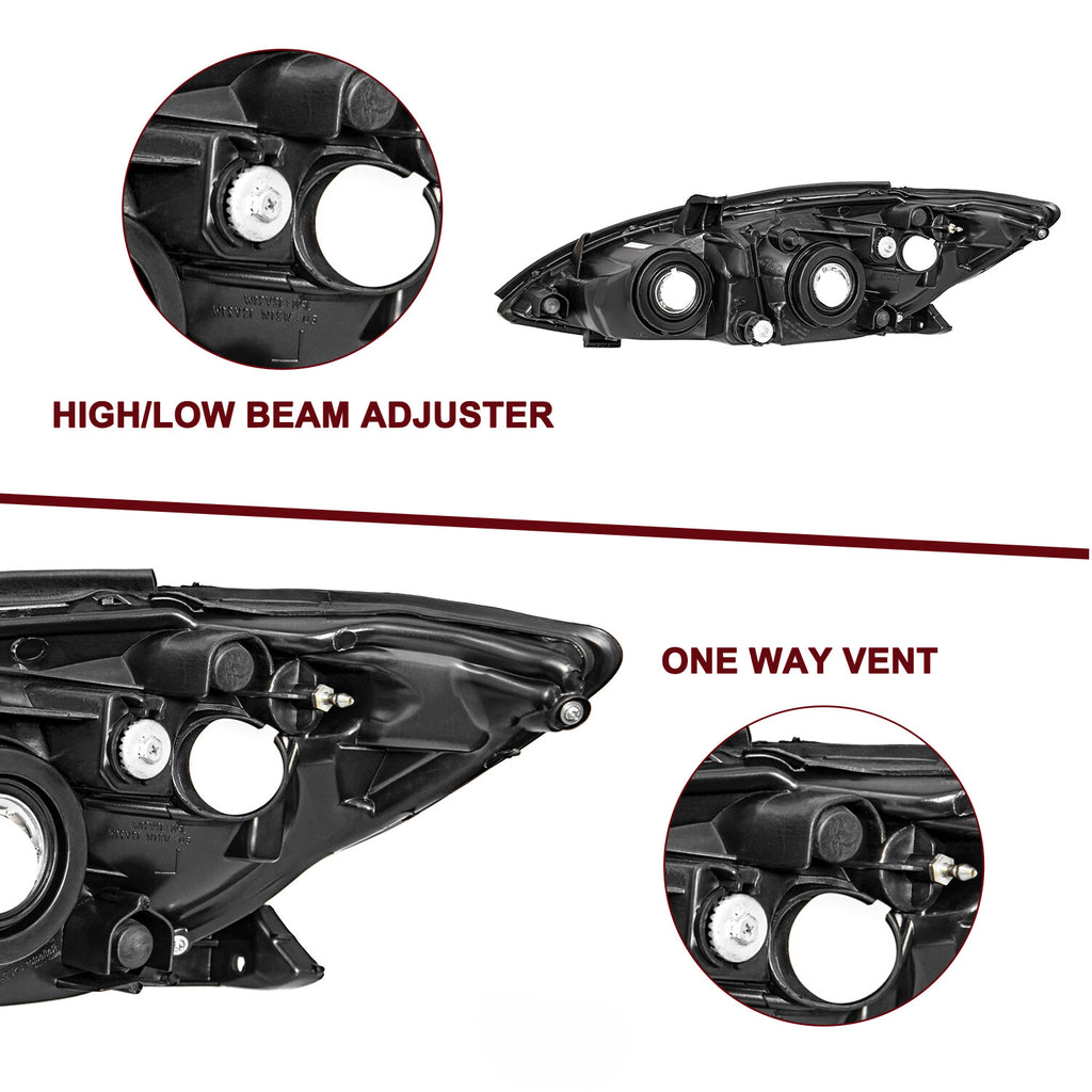 For 2002 2003 2004 Toyota Camry Black Amber Reflector Headlights Assembly Pair