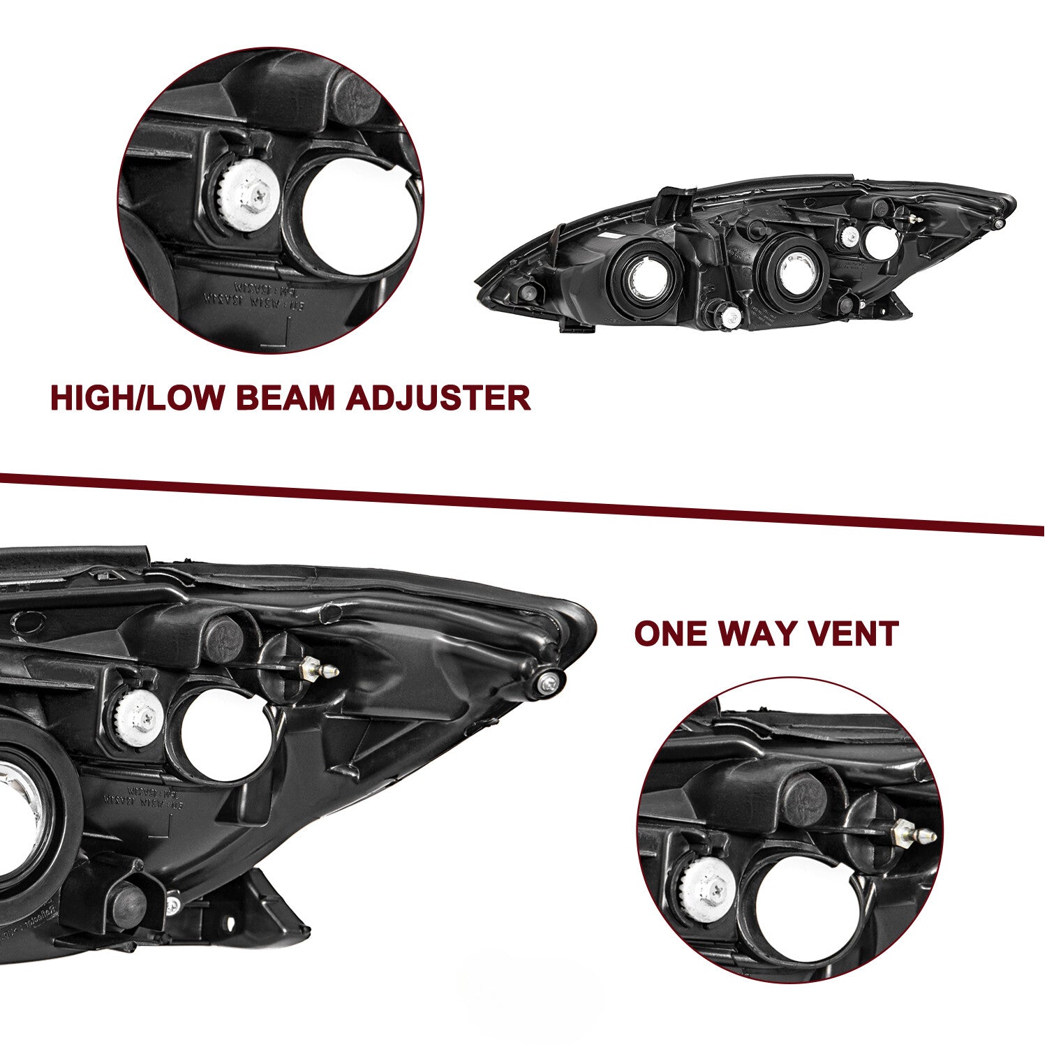 For 2002 2003 2004 Toyota Camry Black Amber Reflector Headlights Assembly Pair