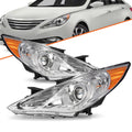 For 2011-2014 Hyundai Sonata Chrome Housing Amber Corner Headlights Headlamps