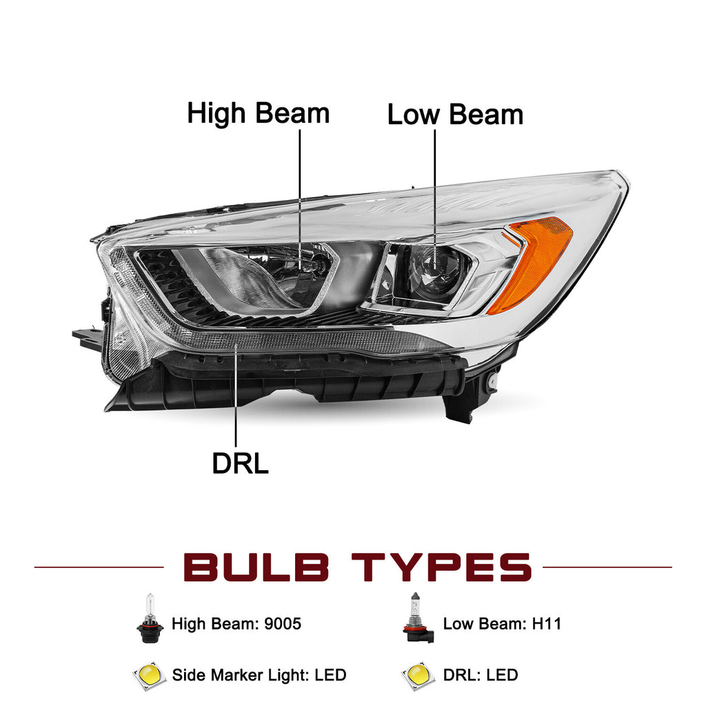 For 2017 2018 2019 Ford Escape Headlight Lamp with LED DRL Pair LH+RH