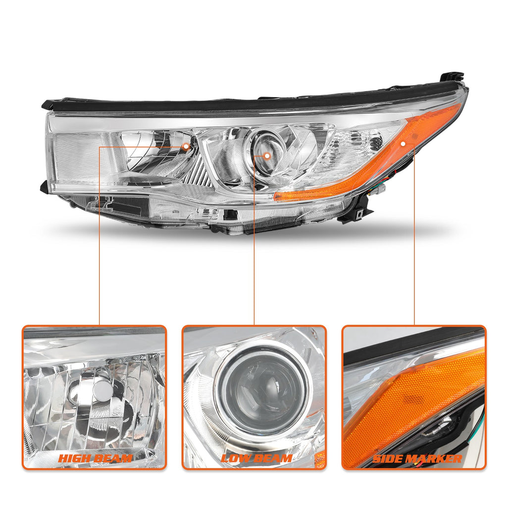 For 2014 2015 2016 Toyota Highlander Left Driver LH Headlight Assembly Headlamps