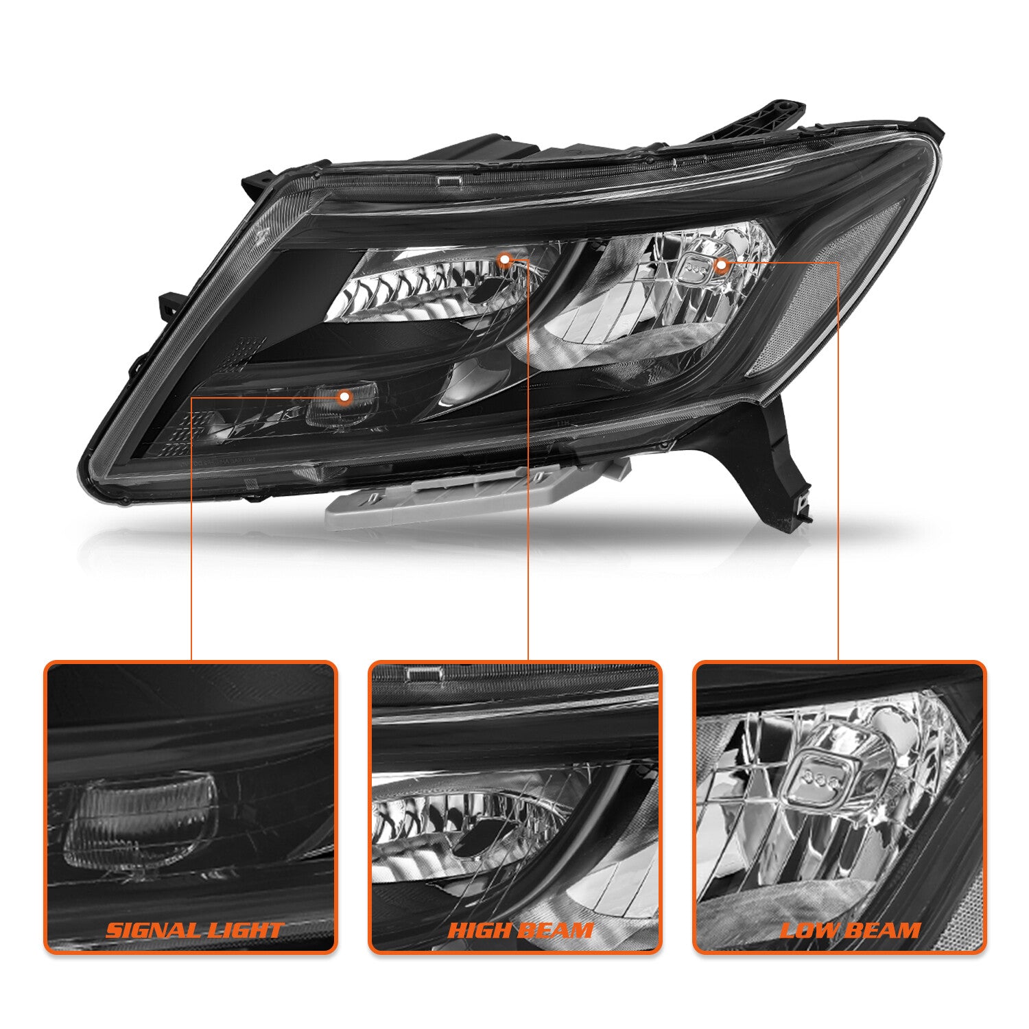 For 2013 2014 2015 2016 Nissan Pathfinder Black Headlights Headlamps Left+Right