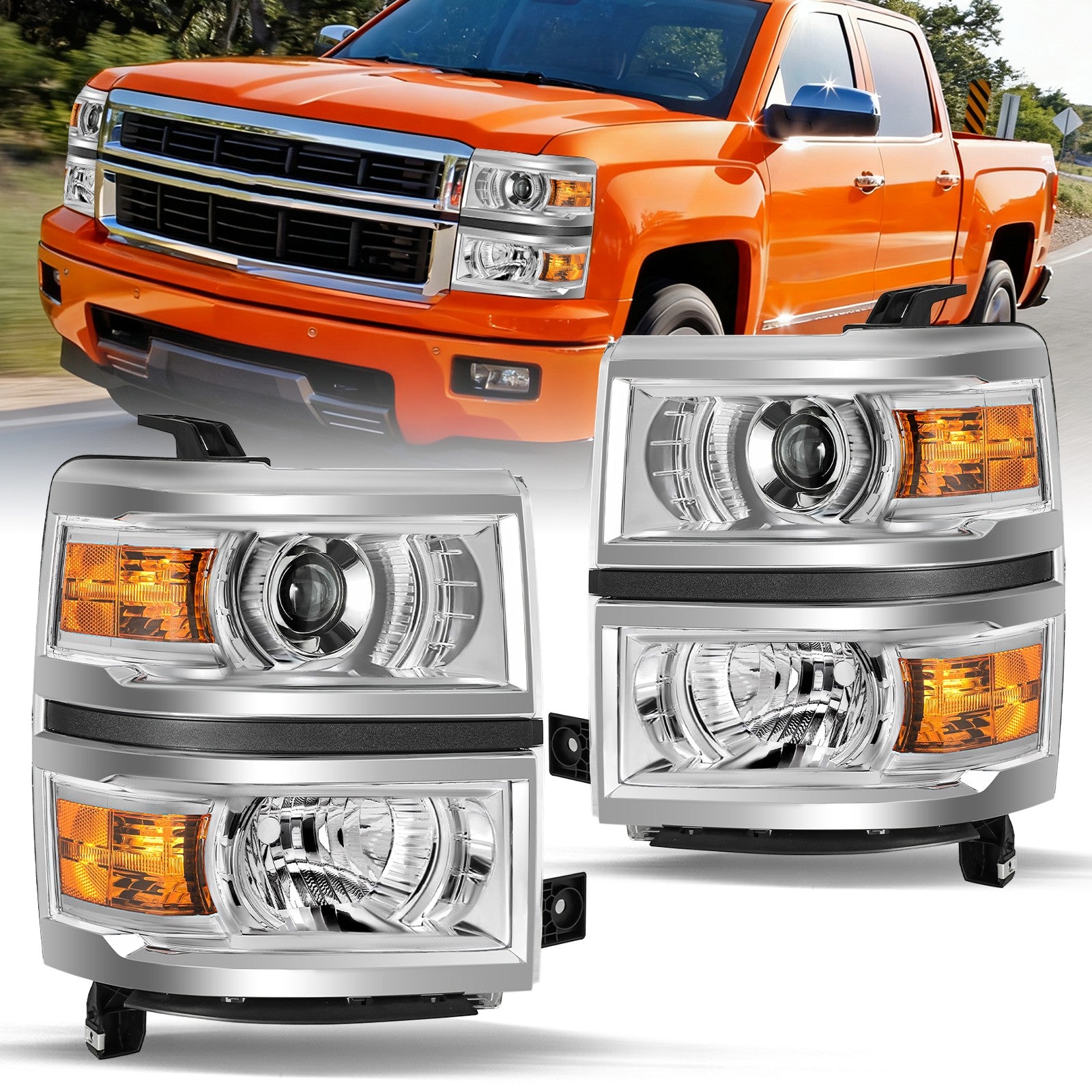 Projector Headlights For 2014-2015 Chevy Silverado 1500 Headlamps Assembly Sets
