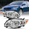 Headlights Assembly For 2009 2010 Toyota Corolla Base/LE/XLE Chrome Headlamps