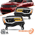 Pair L+R Black HID Projector Headlight Lamp for 2014-2021 Jeep Grand Cherokee