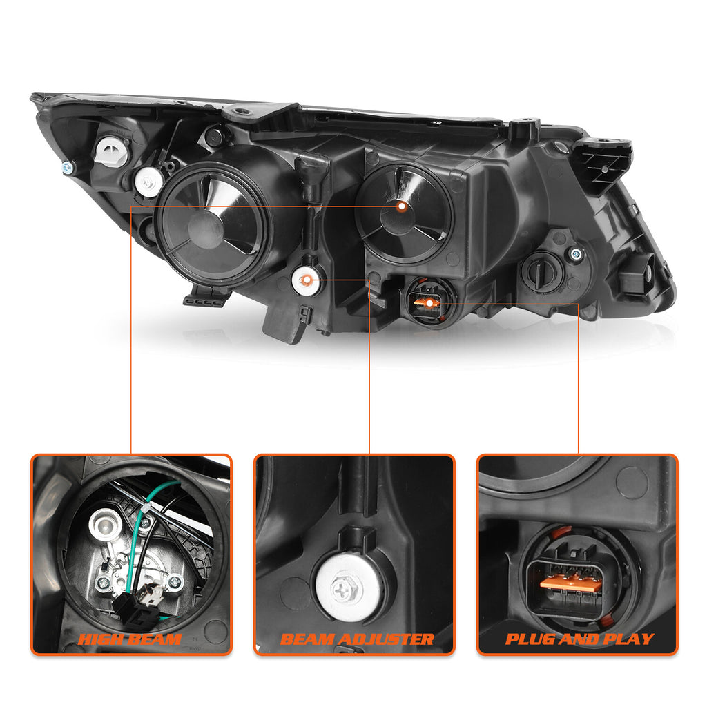 for 2011 2012 2013 Kia Optima Halogen Black Pairs L+R Headlamps Headlights