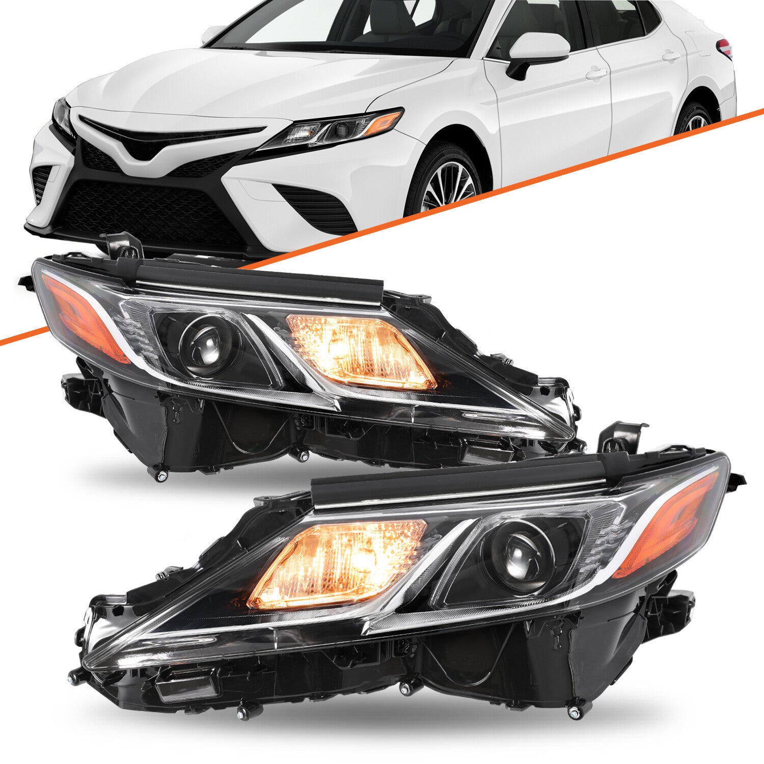 W / LED Projector Headlight for 2018-2023 Toyota Camry L LE SE 18-23 Headlamp