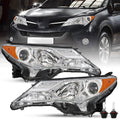 For 2013 2014 2015 Toyota RAV4 RAV-4 Chrome Headlights Amber W/Bulbs Lamps Pair