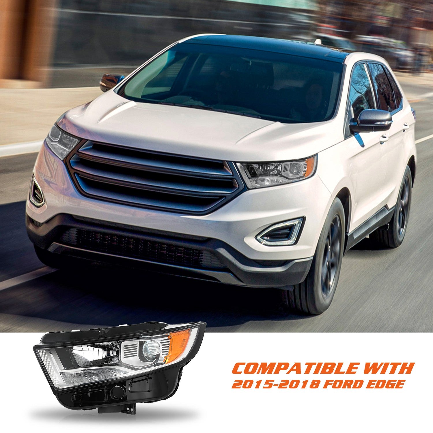 For 2015 2016 2017 2018 Ford Edge Halogen Headlight Assembly Headlamp