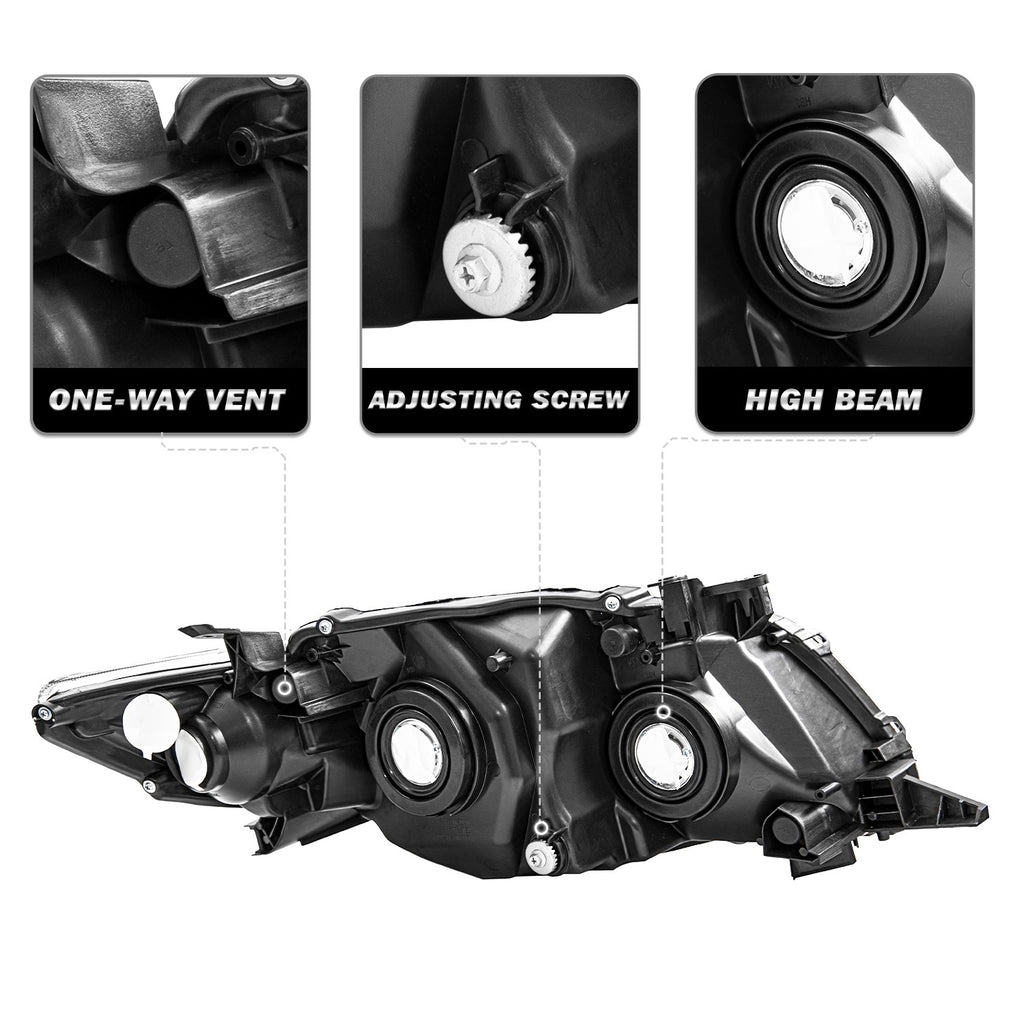 Headlights Assembly For 2009 2010 Toyota Corolla Base/LE/XLE Chrome Headlamps