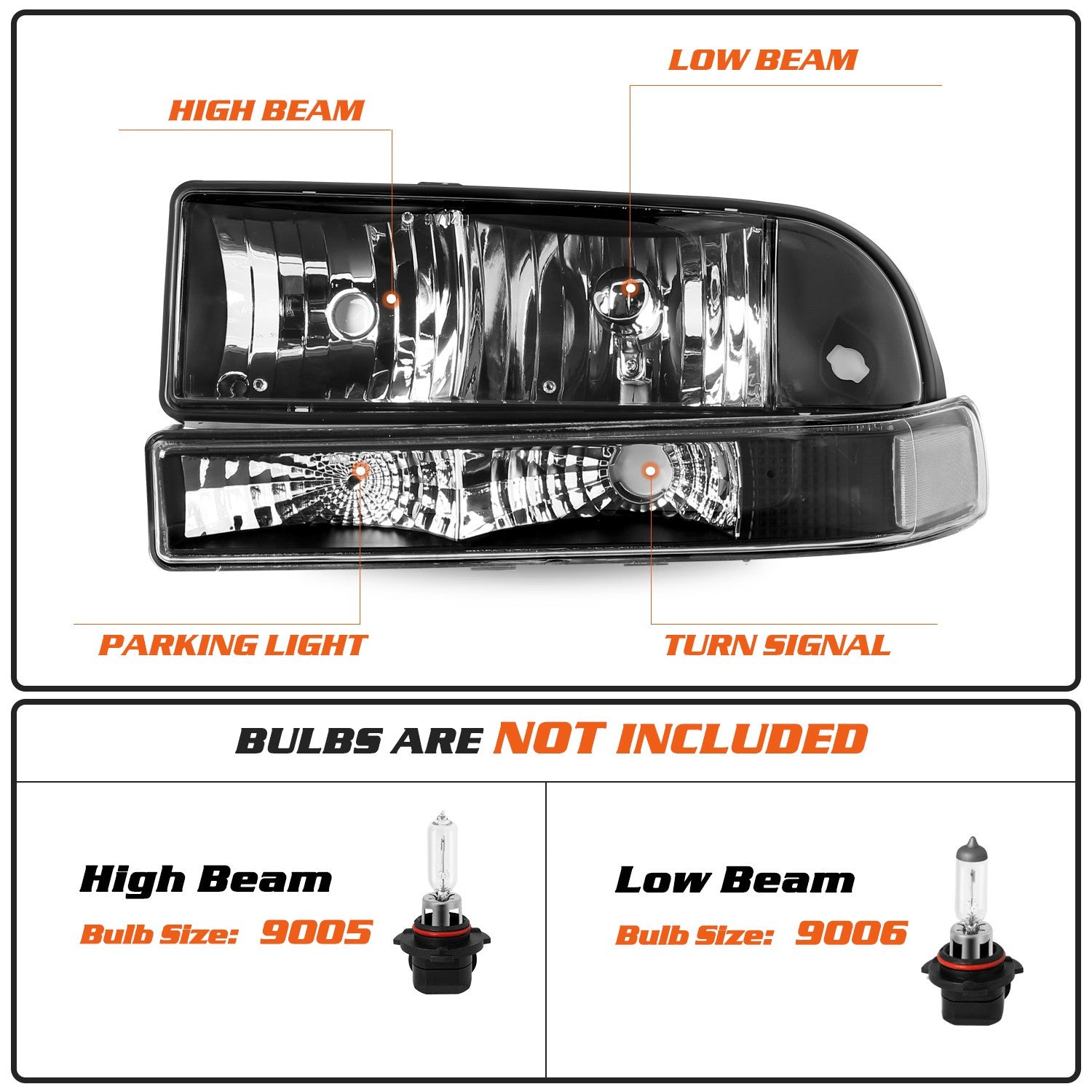 Black Headlights Bumper Headlamps For 1998-2005 CHEVY S10 BLAZER Assembly Sets