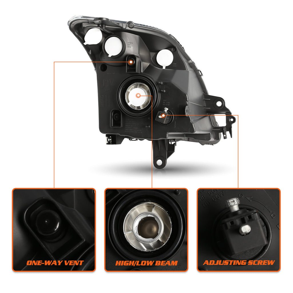 For 2007-2009 Nissan Sentra Black Headlights Assembly Amber Corner Headlamps L+R