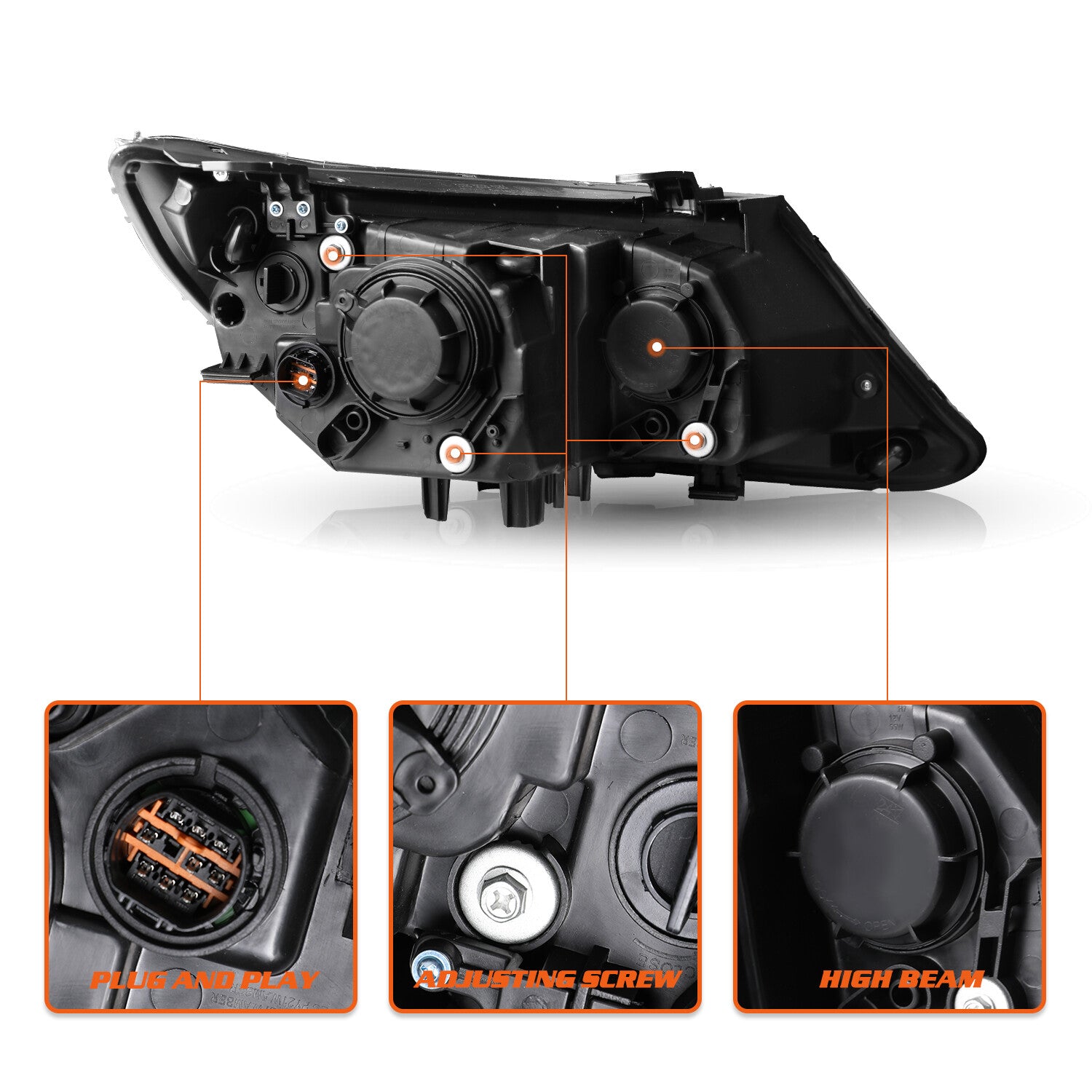 For 2014 2015 Kia Sorento EX SX LED DRL Projector Headlights Assembly w/bulbs