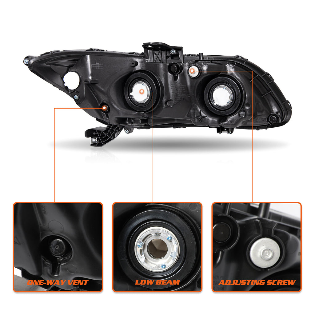 For 12-15 Honda Civic Sedan 2012-2013 Coupe Black Amber Headlights Assembly
