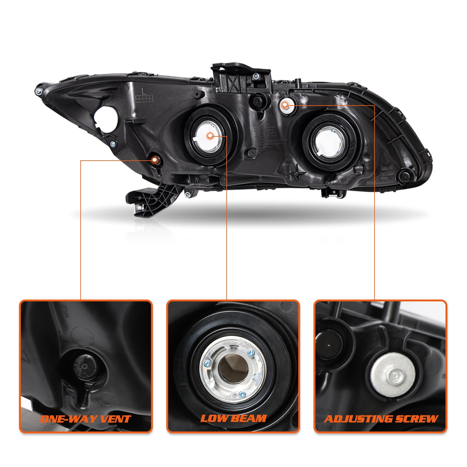 For 12-15 Honda Civic Sedan 2012-2013 Coupe Black Amber Headlights Assembly