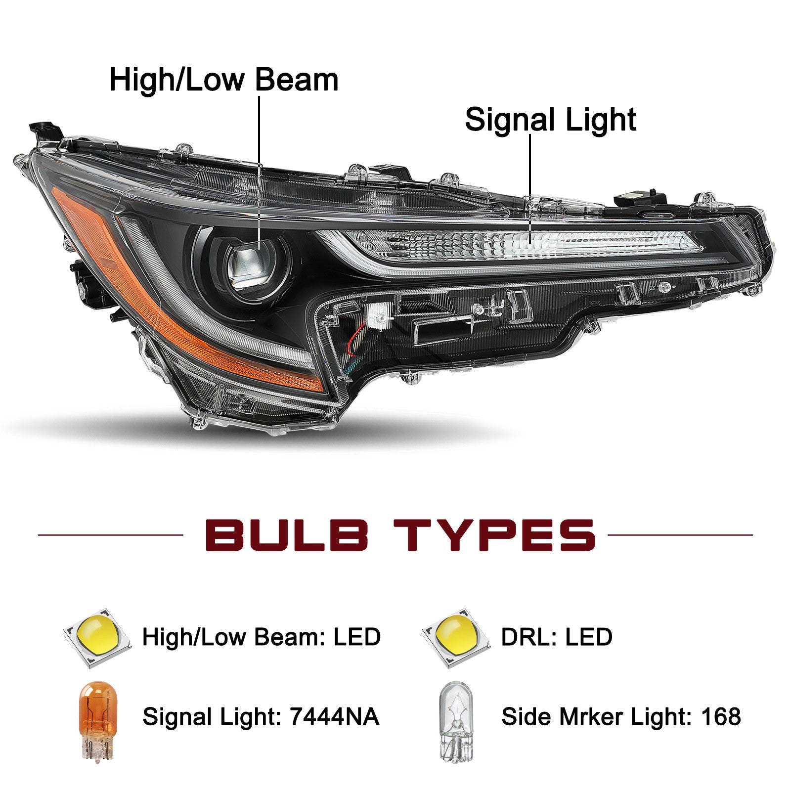 For 2023 2024 Toyota Corolla L | LE LED Projector Right Passenger Headlight RH