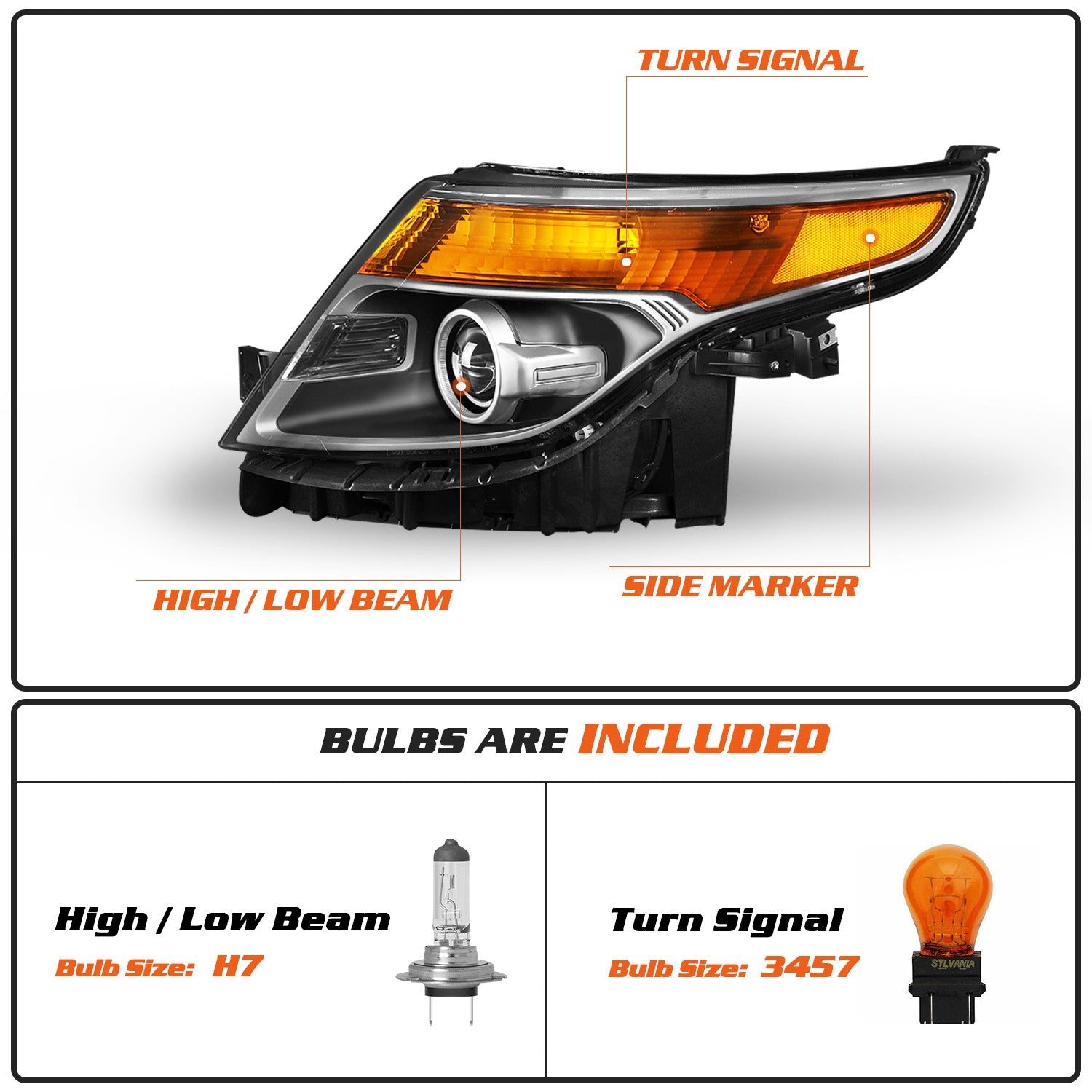 For 2011-2015 Ford Explorer Headlights Factory Style Halogen Headlamps Set LH+RH