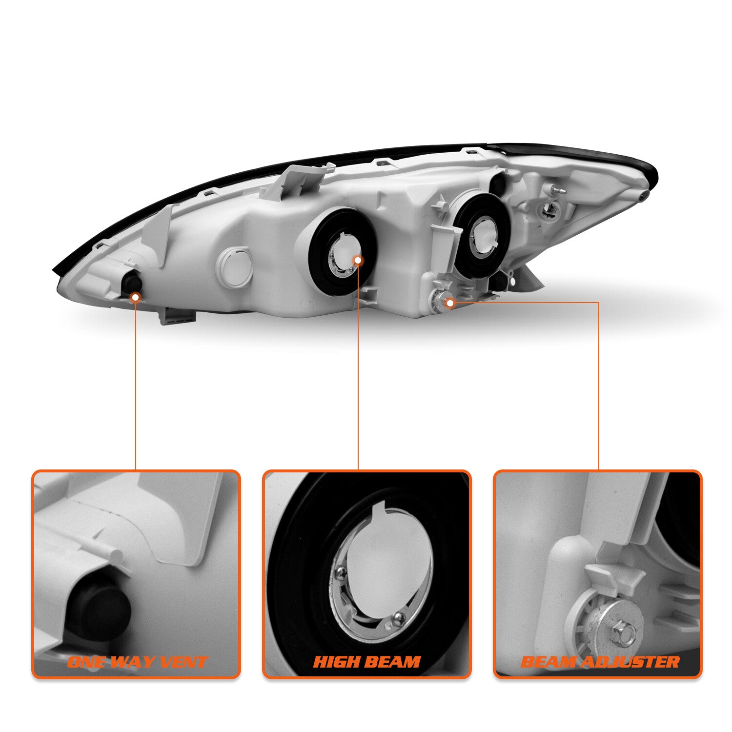 For 05-06 Toyota Camry Passenger Side Headlamp Chrome Amber Halogen Headlight