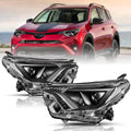 For 2016 2017 2018 Toyota RAV4 Black New Headlights Amber Corner Lamps Set