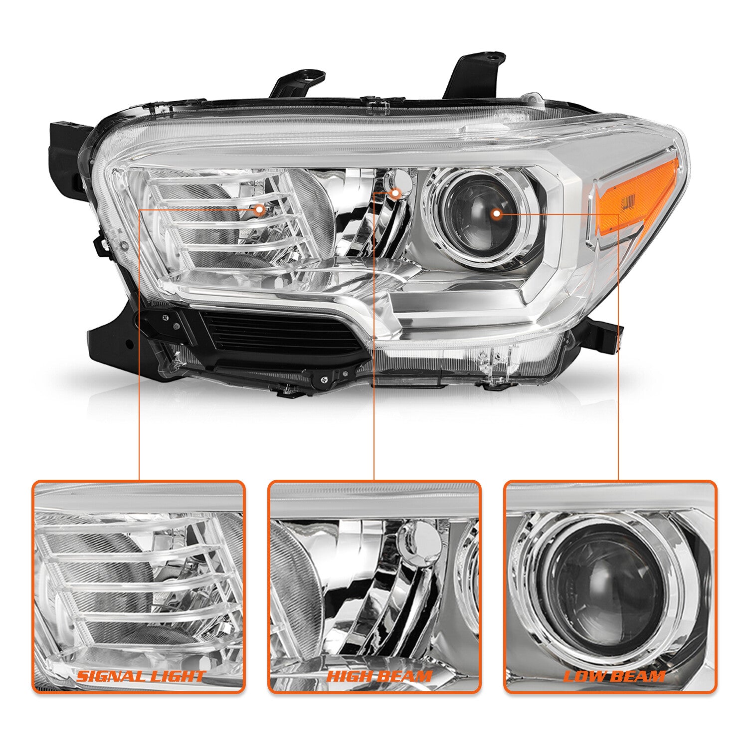 For 2016-2022 Toyota Tacoma SR/SR5 Halogen w/o DRL Headlights 16-22 Headlamps