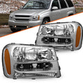 Headlights For 2002-2009 Chevy Trailblazer Ext Chrome Amber Corner lamps 02-09