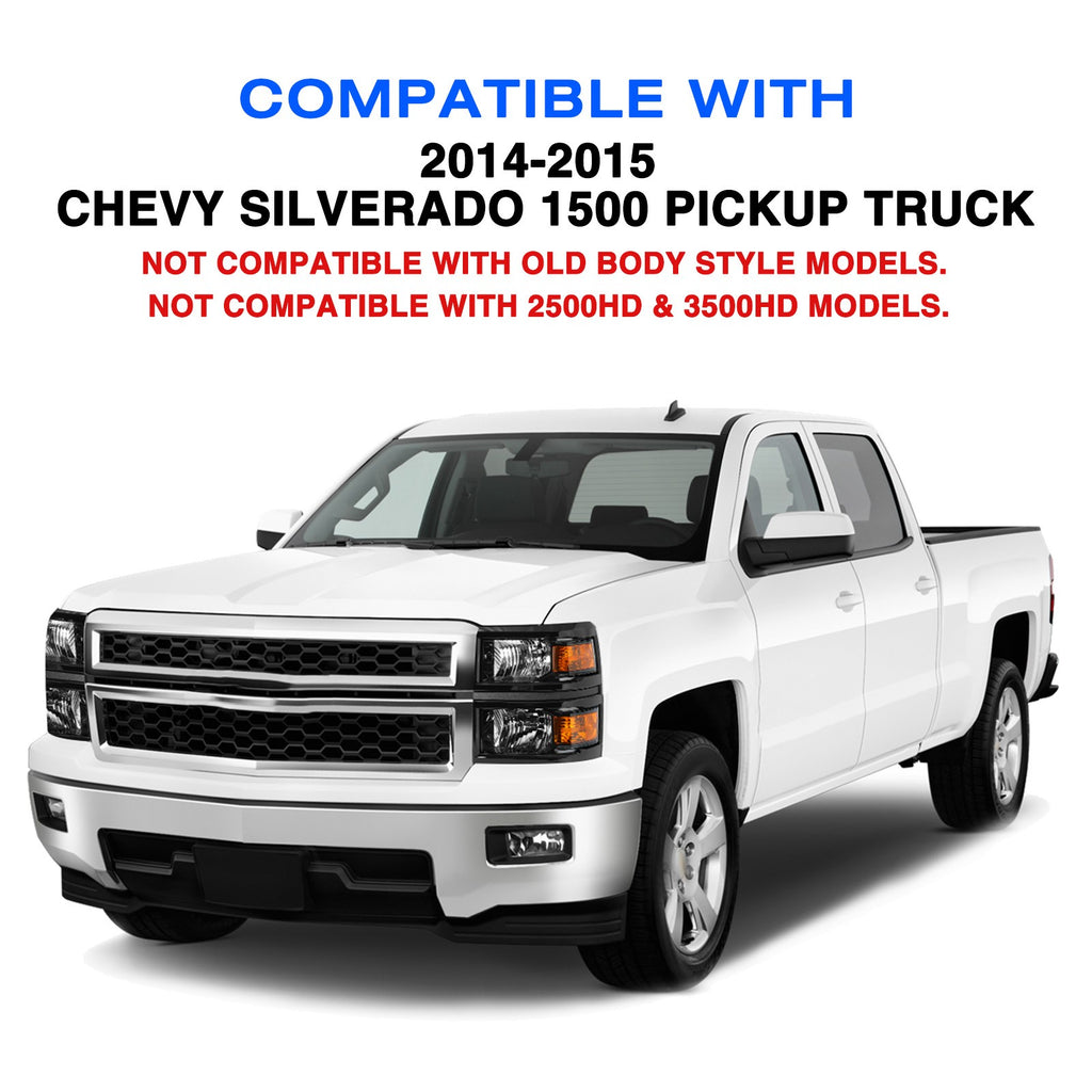 For 2014-2015 Chevy Silverado 1500 Black Headlight Headlamp Driver Left Side